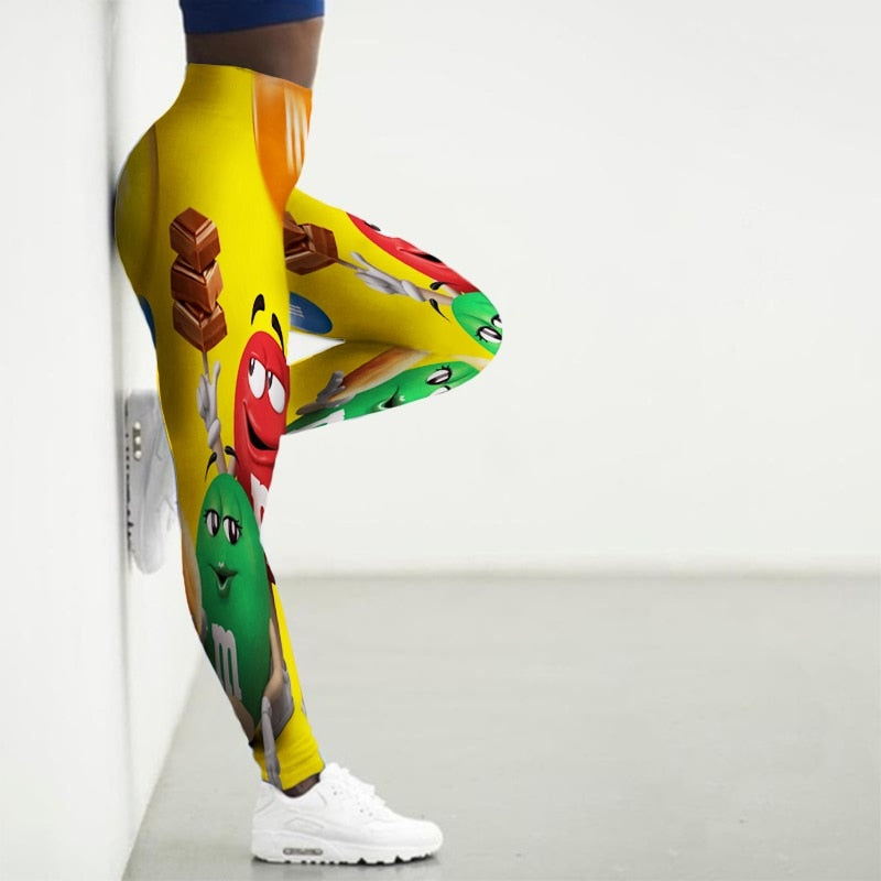 High Waist 3D Cartoon Printed Gym Yoga Leggings