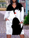 Cute Long Sleeve Printed pullover dress