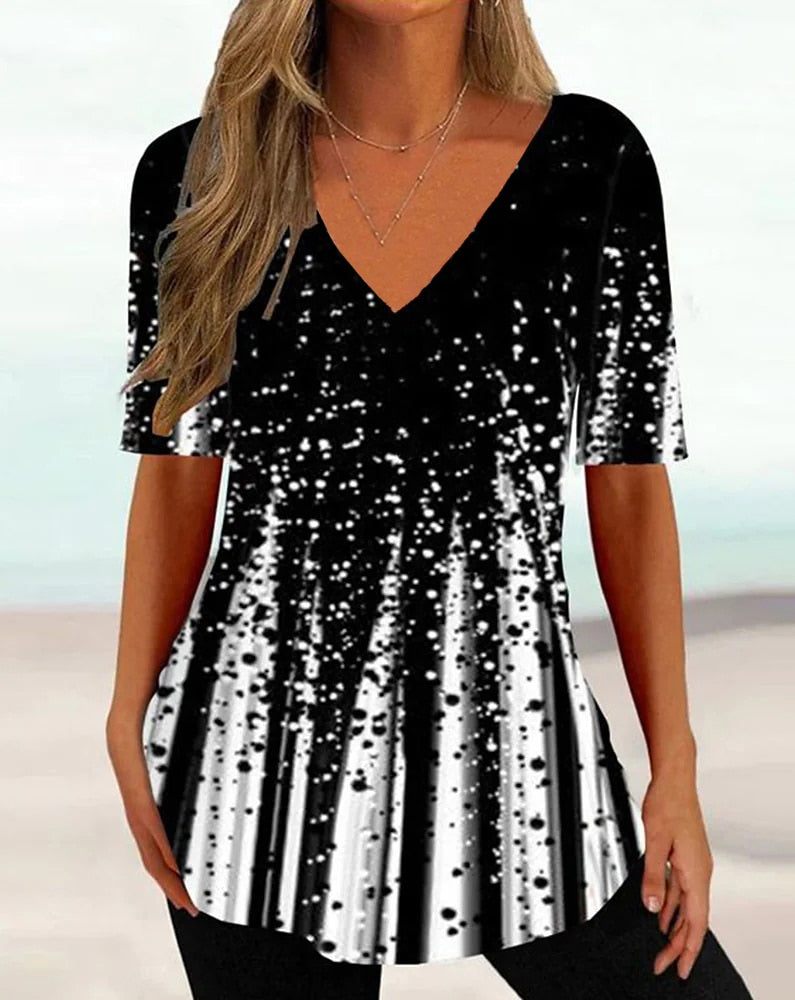 Simple 3d Fashion V-neck T-shirt