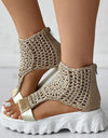 Knitted Braided Geometric Wedge Sandals
