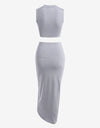 Two Piece Sleeveless Crop Top Summer Skirt