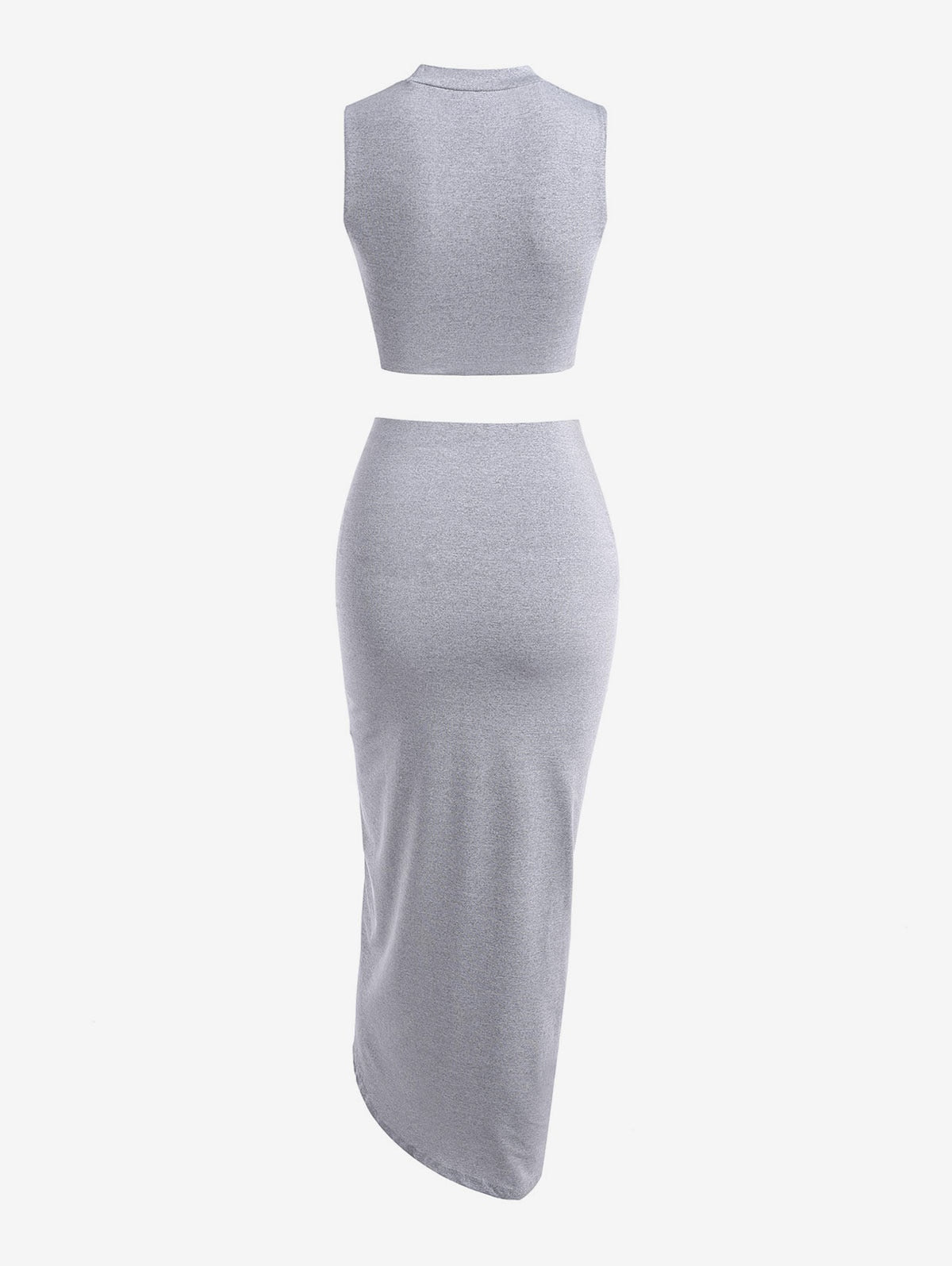 Two Piece Sleeveless Crop Top Summer Skirt