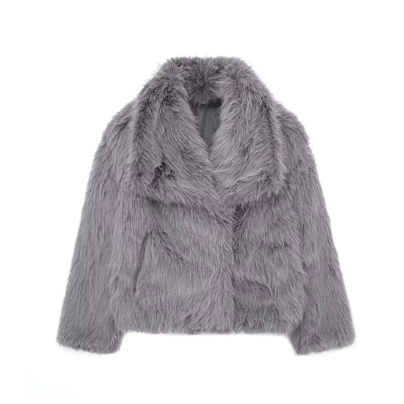 Faux Fur Coat Long Sleeve Front Snap-button Thick Coat
