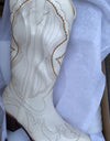 White Western Cowboy/Cowgirl Chunky Heel Pointed Boots