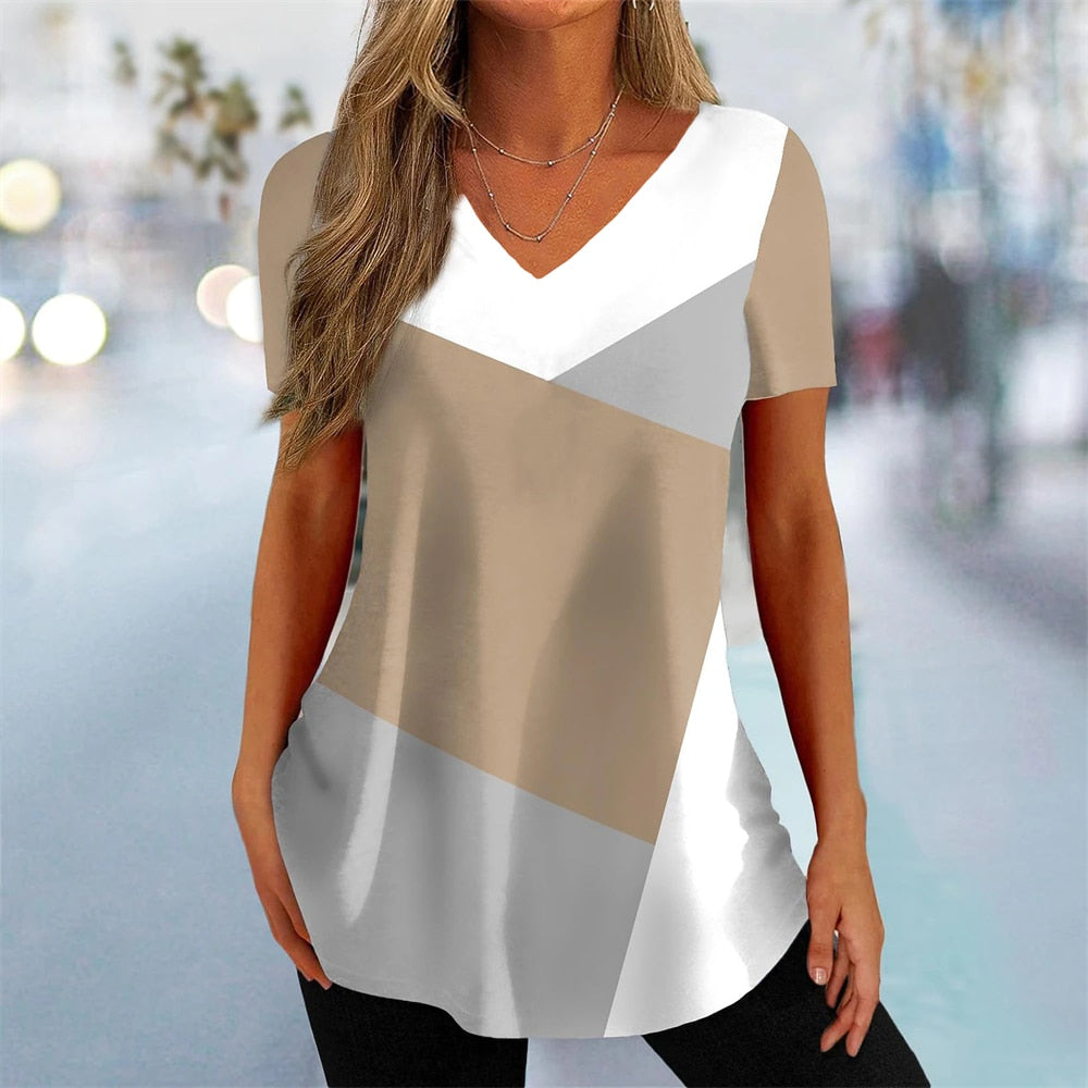 Simple 3d Fashion V-neck T-shirt