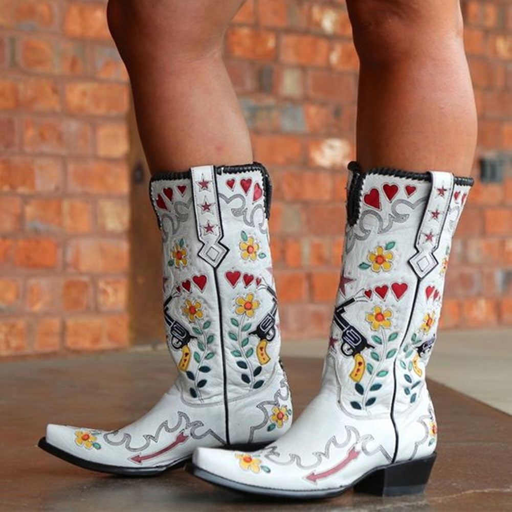 Mid Calf Western Cowgirl/cowboy Women Boots