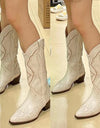White Western Cowboy/Cowgirl Chunky Heel Pointed Boots