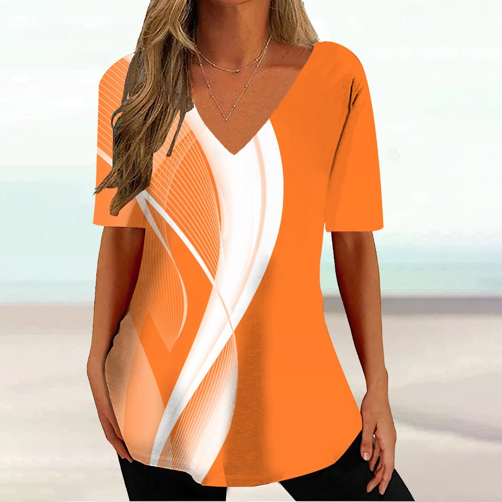 Simple 3d Fashion V-neck T-shirt