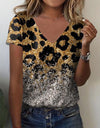 O Neck Leopard Print Short Sleeve Pullover T Shirt