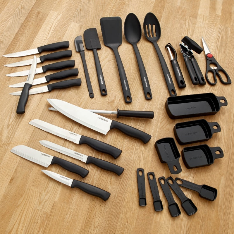 Classic 30-piece Rotating Cutlery Knife Set with Block