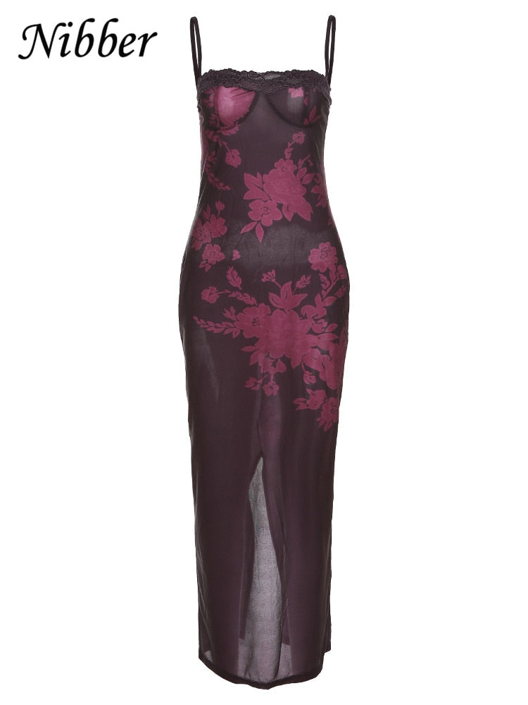 Sexy Elegant Floral Print Strap Maxi Dress