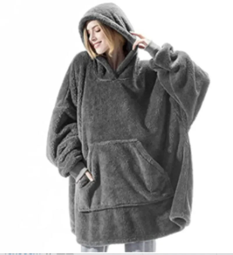 Oversized Warm Comfort Flannel Blanket with Sleeves