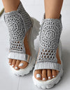 Knitted Braided Geometric Wedge Sandals