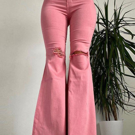 high Waist Butt-lifting Ripped Flared Pants