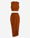 Two Piece Sleeveless Crop Top Summer Skirt