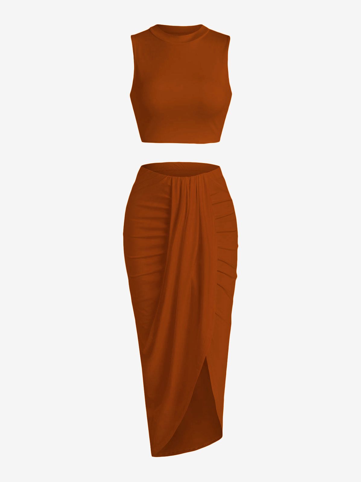 Two Piece Sleeveless Crop Top Summer Skirt