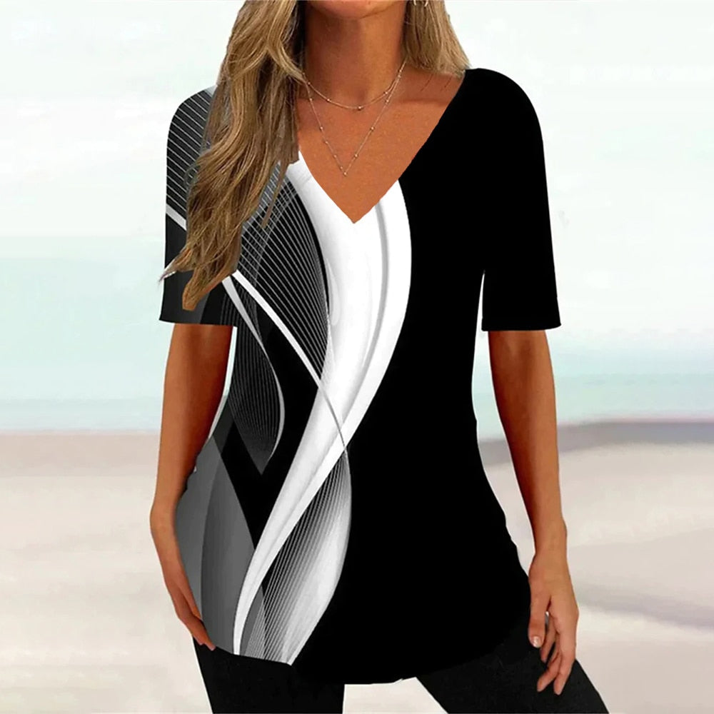 Simple 3d Fashion V-neck T-shirt