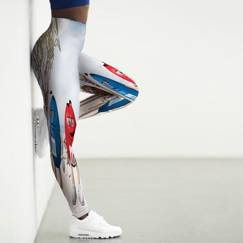 High Waist 3D Cartoon Printed Gym Yoga Leggings