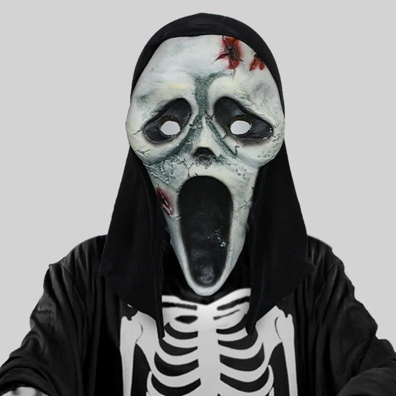 long-tongued ghost mask, natural latex full-face mask