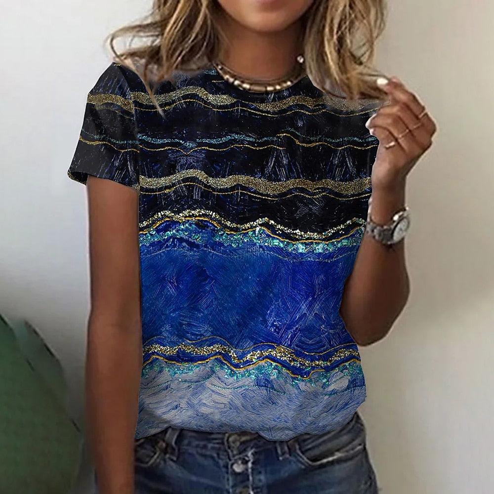 O Neck Leopard Print Short Sleeve Pullover T Shirt