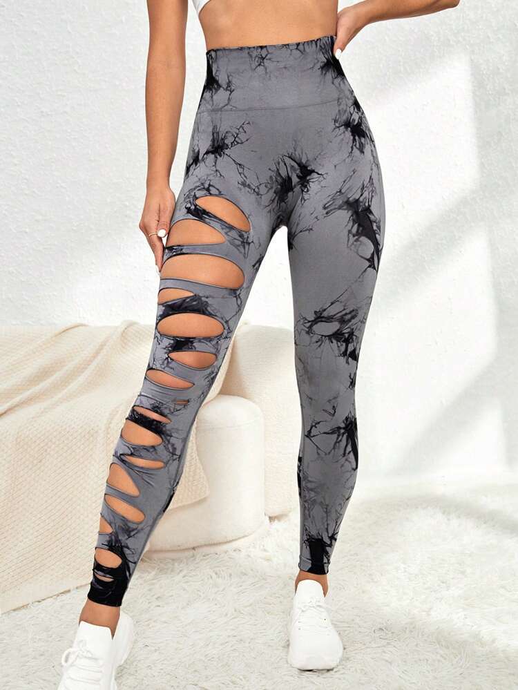 High Waist Tie Dye Hollow Out Sports/Gym Leggings