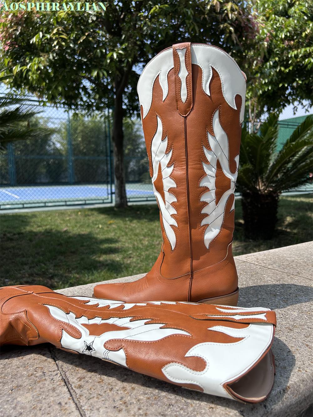 Brown Wings Western Cowboy Boots