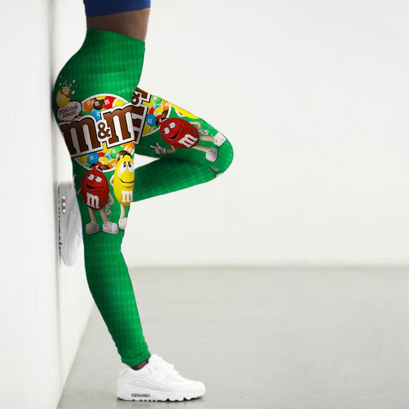 High Waist 3D Cartoon Printed Gym Yoga Leggings