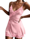 Silk Satin Lace Robe Nightdress