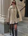 Single Breasted Elegant Women's Coat With Scarf