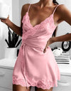 Silk Satin Lace Robe Nightdress