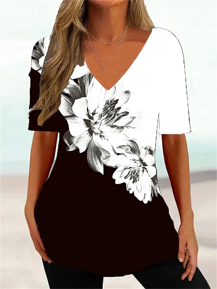 Simple 3d Fashion V-neck T-shirt