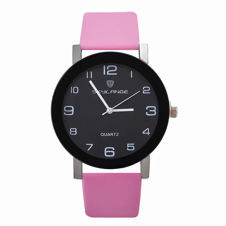 Hot Sale Leather Band Stainless Steel Analog Quartz Ladies Wristwatch