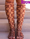 Bandage Knee High Flat Sandals