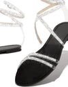 Cross Tied Crystal Flat Sandals