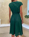 Elegant Casual O Neck Pleated Midi Sundress