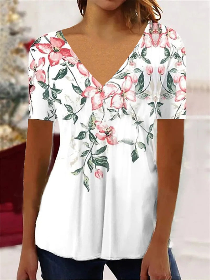 Simple 3d Fashion V-neck T-shirt