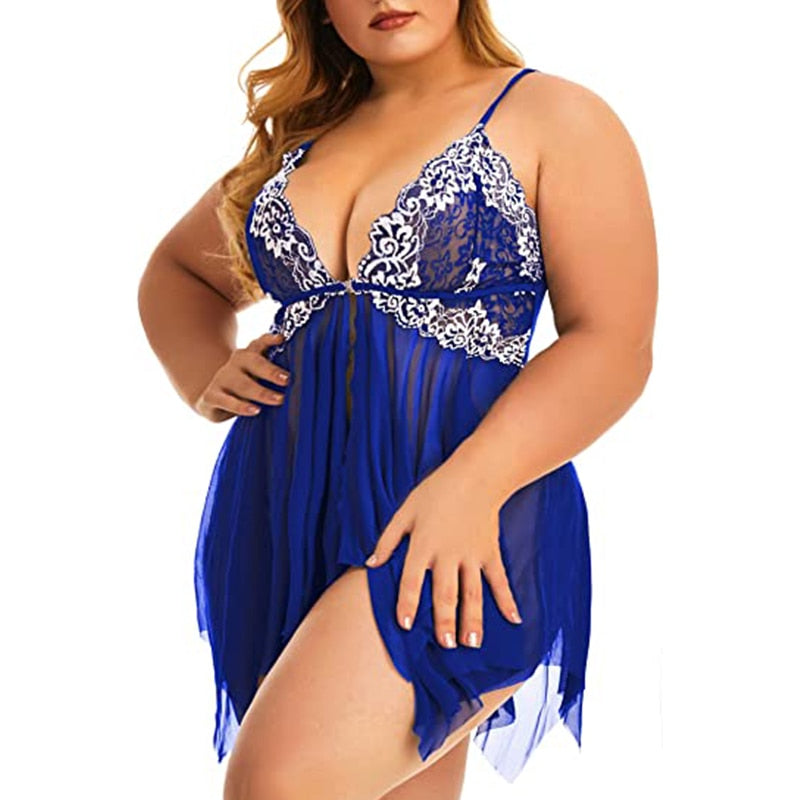 Plus Size Lace Set Chemise Nightgown