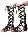 Bandage Knee High Flat Sandals