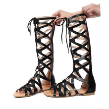 Load image into Gallery viewer, Bandage Knee High Flat Sandals
