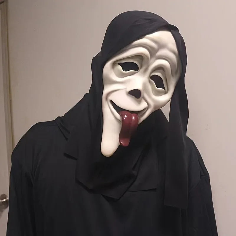 long-tongued ghost mask, natural latex full-face mask