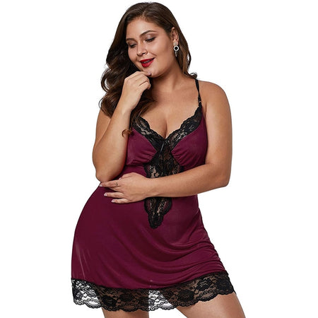 Plus Size Spaghetti Straps Lace Sexy Nightgowns