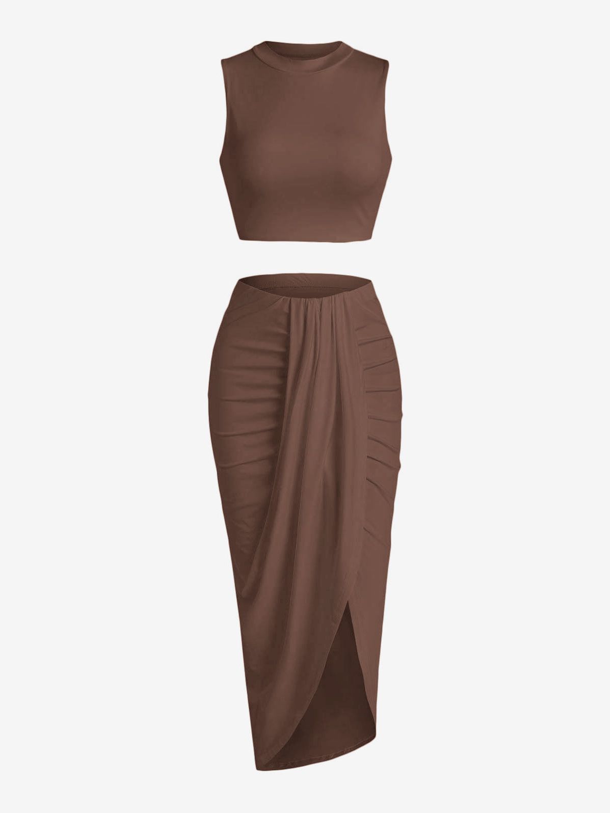 Two Piece Sleeveless Crop Top Summer Skirt