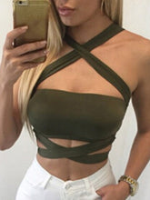 Load image into Gallery viewer, Sexy Criss Cross Halter Bandage Crop Top
