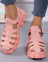 Band Cross-tied Platform Square Heel Shoes