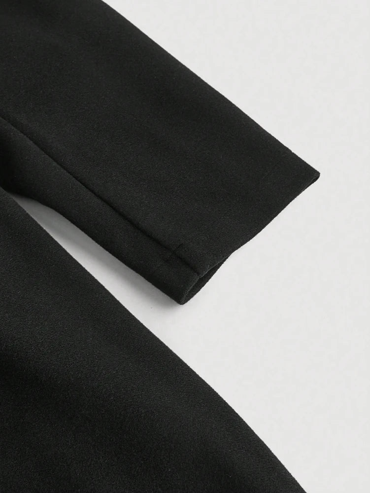 Plus Size Tweed Trench Hooded Coat