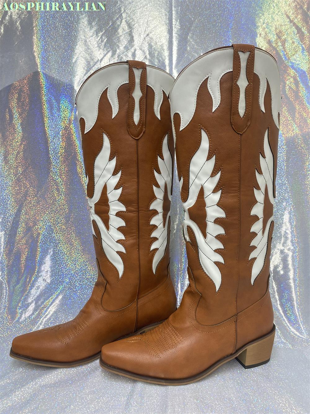 Brown Wings Western Cowboy Boots
