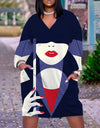 Cute Long Sleeve Printed pullover dress