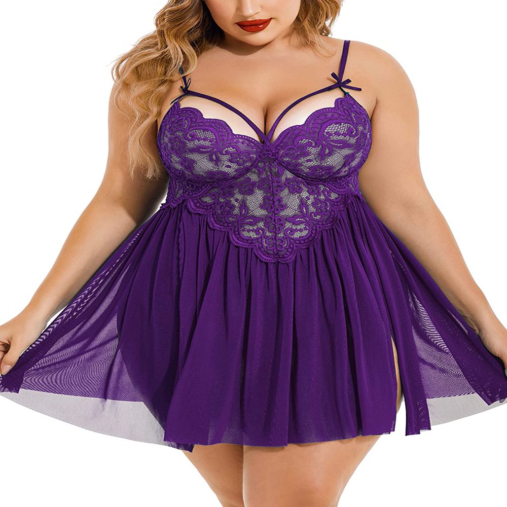Plus Size Lace Set Chemise Nightgown