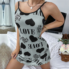 Cargar imagen en el visor de la galería, Heart/Love Print V Neck Sexy Nightgown
