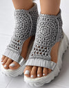 Knitted Braided Geometric Wedge Sandals